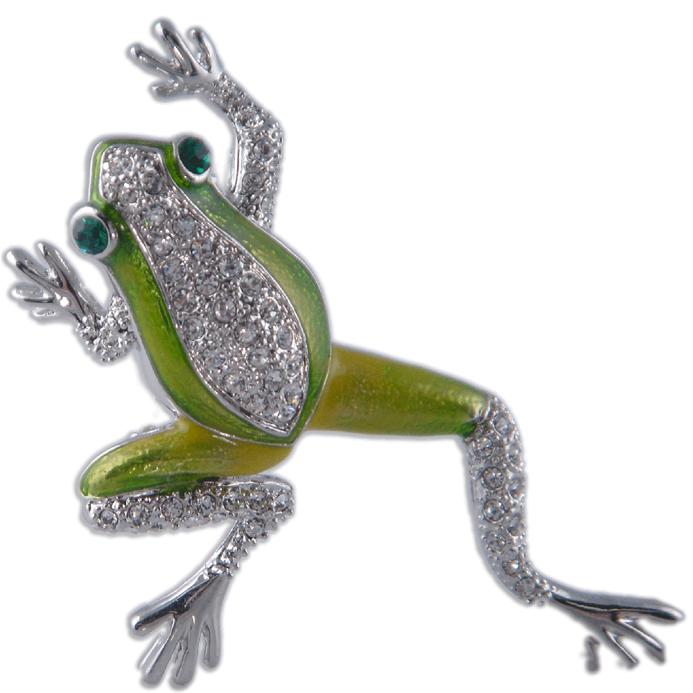 GB2334 | Green Frog Brooch Pin Pendant Made with Austrian Crystals