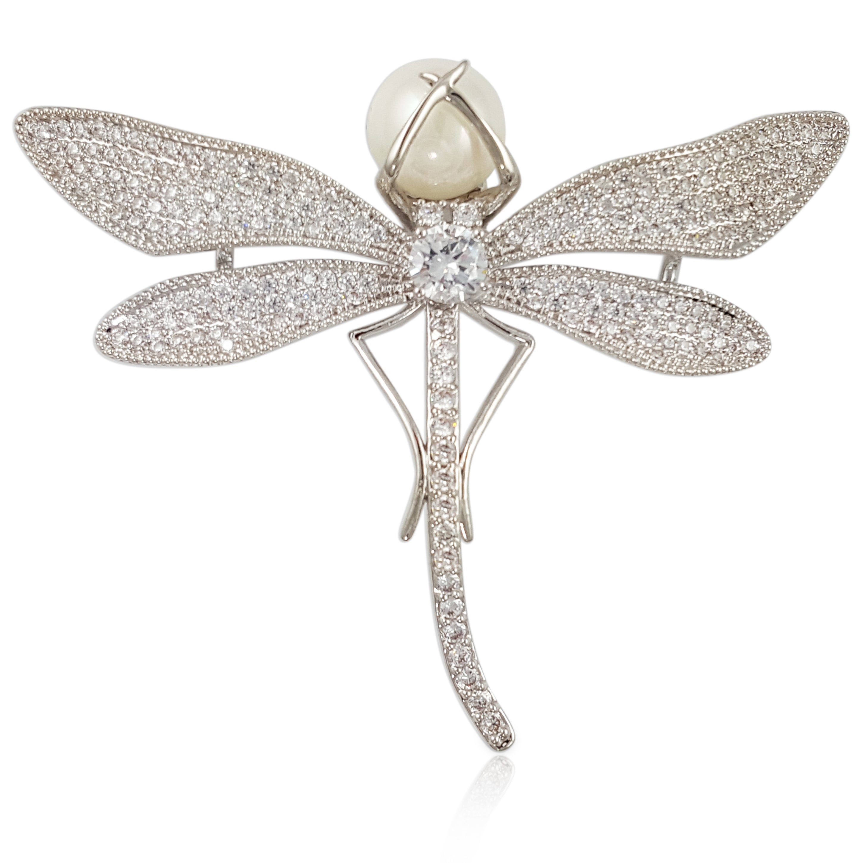 TB012 DRAGONFLY W/PEARL BROOCH