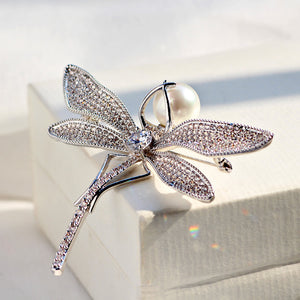 TB012 DRAGONFLY W/PEARL BROOCH