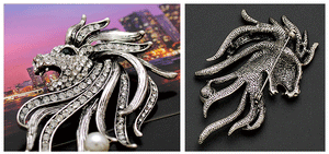 TB020 TIGER HEAD BROOCH
