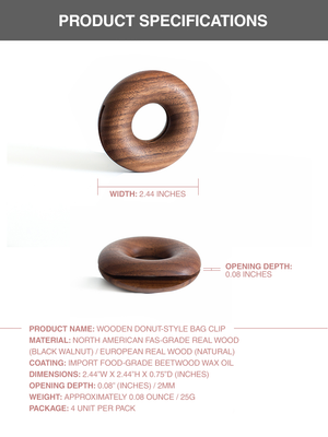 TB027 Wooden Donut Bag / Snack Clips