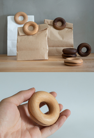 TB027 Wooden Donut Bag / Snack Clips