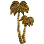 GREEN ORANGE PALM TREE BROOCH PIN MADE WITH AUSTRIAN CRYSTALS (GOLD PLATED)