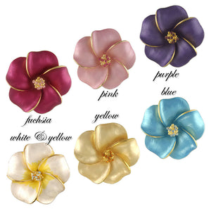 GB2479 | Gold Plated Austrian Crystal Hibiscus Floral Flower Brooch, Earrings, or Pendant