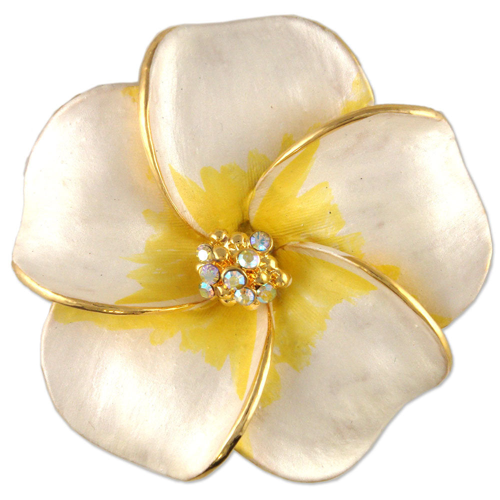 GB2479 | Gold Plated Austrian Crystal Hibiscus Floral Flower Brooch, Earrings, or Pendant