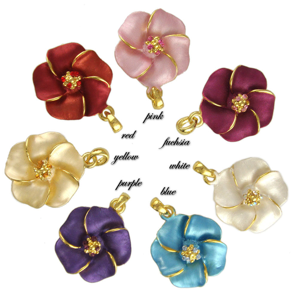 GB2479 | Gold Plated Austrian Crystal Hibiscus Floral Flower Brooch, Earrings, or Pendant